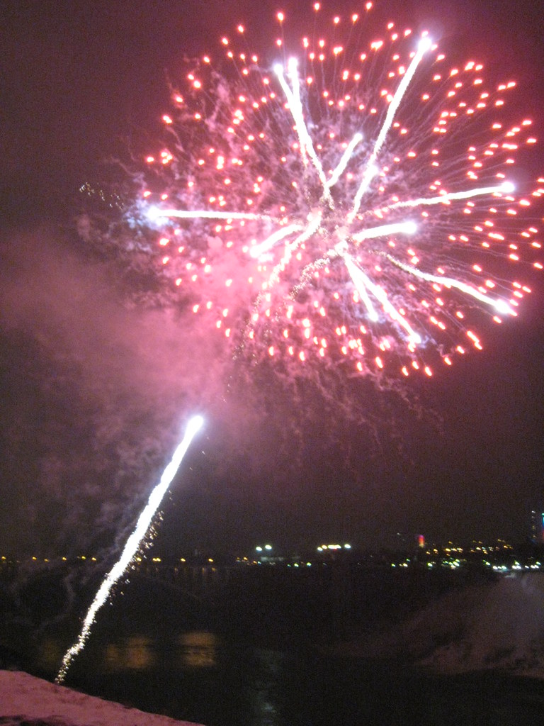 Fireworks over Niagara Falls during the Winter Festival of Lights