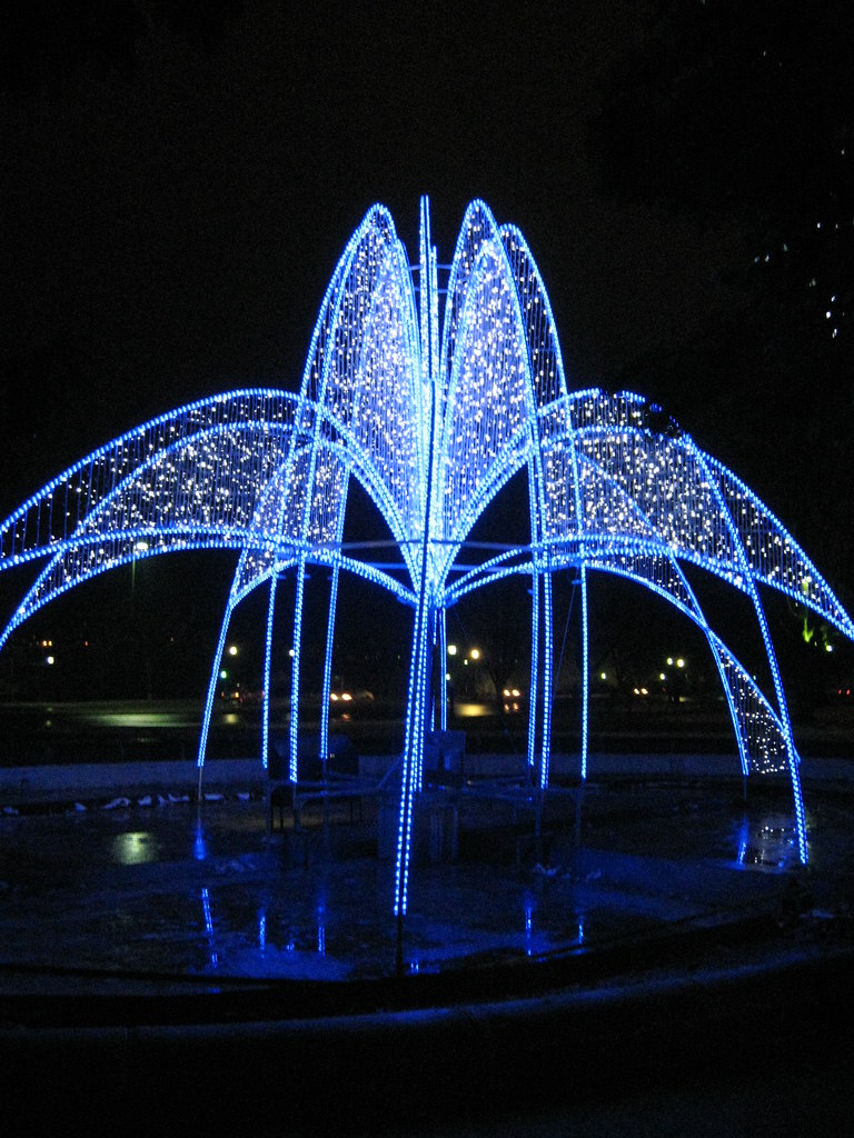 A sparkling blue light display in the Winter Festival of Lights parklands